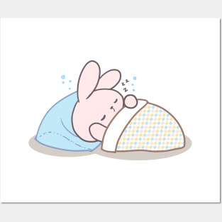 Cute rabbit bunny sleeping Posters and Art